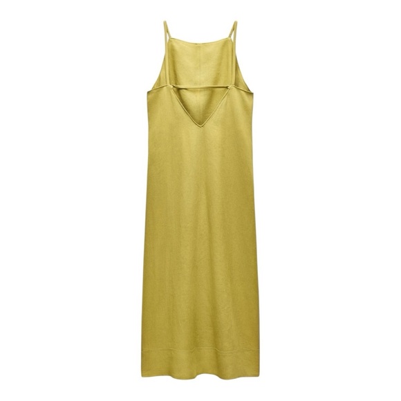 💛 ZARA Woman ZW Collection Linen Blend Midi Dress | Size M | New With Tags - Picture 2 of 6